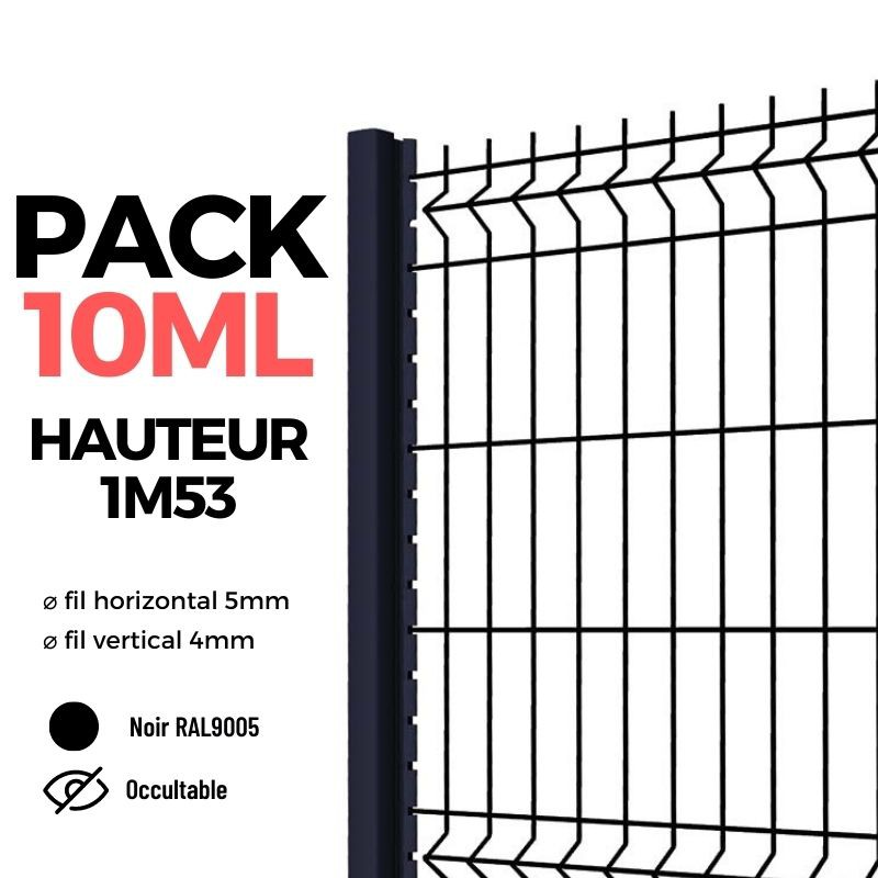 PACK - 10mL de clôture rigide noire - hauteur 1m53