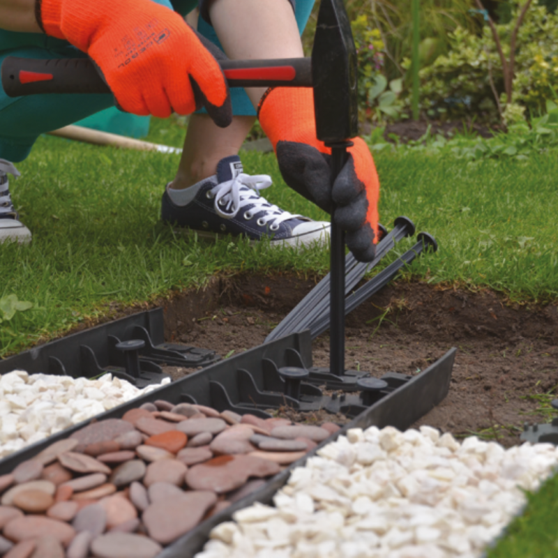 Bordure De Jardin Flexible – 20m X 10cm – Plastique Recyclé Avec Piquets – Pour Pelouse, Massifs, Allées