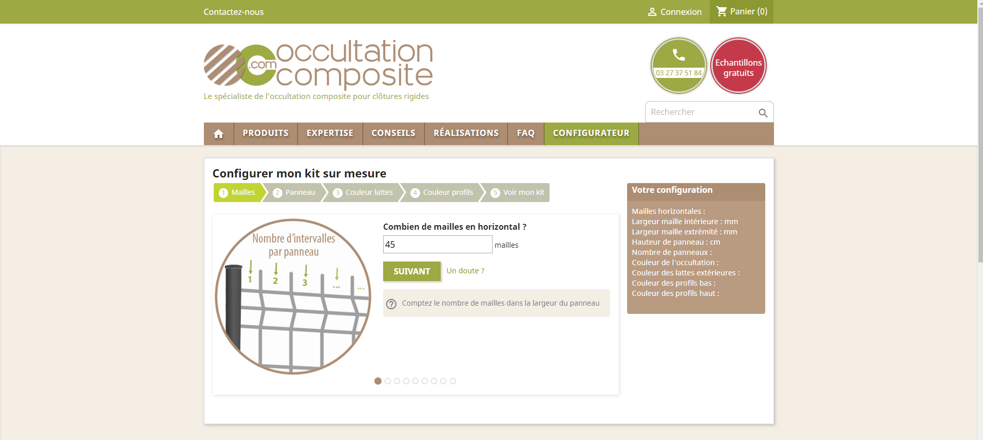 Commander via le configurateur de kit d'occultation composite